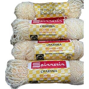 Vtg Spinnerin Charisma Yellow #1704 Lot of 4 1oz Skeins Acrylic Nylon Blend‎